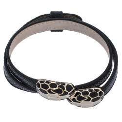 Bvlgari Black Serpenti Forever Karung Skin Multi Coiled Bracelet