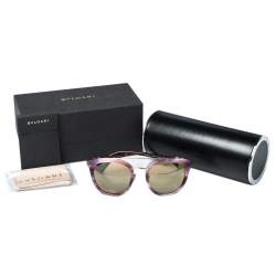 Bvlgari Pink Havana/ Gold Mirrored 8184B Cat Eye Sunglasses