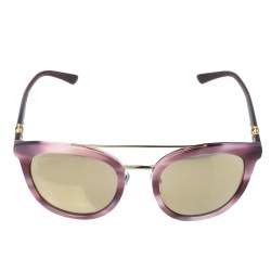 Bvlgari Pink Havana/ Gold Mirrored 8184B Cat Eye Sunglasses