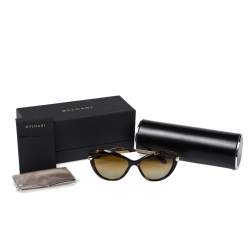 Pre Owned Bvlgari Dark Havana /Brown Gradient 8186KB Polarised Cat Eye Sunglasses