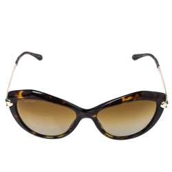 Pre Owned Bvlgari Dark Havana /Brown Gradient 8186KB Polarised Cat Eye Sunglasses