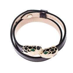 Pre Owned Bvlgari Plum Leather Serpenti Forever Multi Coiled Bracelet