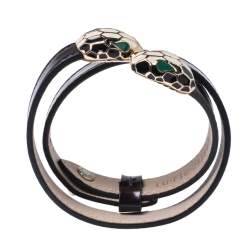 Pre Owned Bvlgari Plum Leather Serpenti Forever Multi Coiled Bracelet