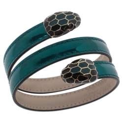 Pre Owned Bvlgari Metallic Green Serpenti Forever Multi-Coiled Rigid Cleopatra Bracelet
