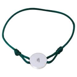 Bvlgari Green Enamel Sterling Silver Adjustable Cord Bracelet