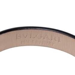 Pre Owned Bvlgari Serpenti Forever 3 Chain Motif Enamel Green Leather Gold Plated Bracelet