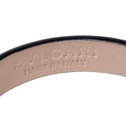 Pre Owned Bvlgari Serpenti Forever 3 Chain Motif Enamel Milky Opal Leather Gold Plated Bracelet