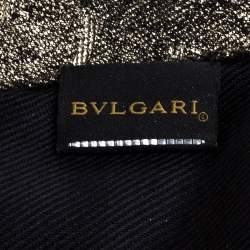 Pre Owned Bvlgari Gold Silk Wool Lettere Maxi Logomania Stole