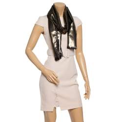 Pre Owned Bvlgari Gold Silk Wool Lettere Maxi Logomania Stole