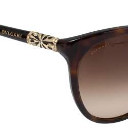 Pre Owned Bvlgari Havana & Crystal/ Brown Gradient 8147-B Intarsio Sunglasses