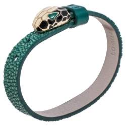 Bvlgari Serpenti Forever Green Galuchat Leather Wrap Bracelet