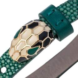 Bvlgari Serpenti Forever Green Galuchat Leather Wrap Bracelet