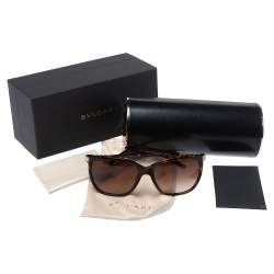 Pre Owned Bvlgari Havana Brown & Crystals/ Brown Gradient BV 8136B Square Sunglasses