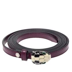 Pre Owned Bvlgari Purple Leather Double Wrap Serpenti Belt 85 CM