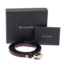 Pre Owned Bvlgari Purple Leather Double Wrap Serpenti Belt 85 CM