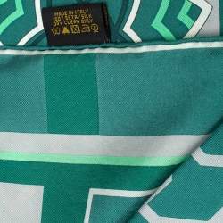 Bvlgari Green Arabic Calligraphy Print Silk Square Scarf