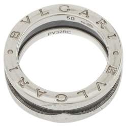 Pre Owned Bvlgari Save The Children Ceramic Silver One-Band Ring Size 50