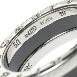 Pre Owned Bvlgari Save The Children Ceramic Silver One-Band Ring Size 50
