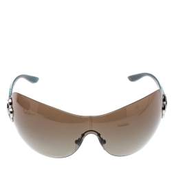Pre Owned Bvlgari Green Gradient 6060-B Shield Sunglasses