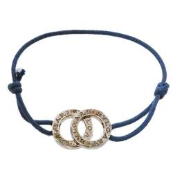 Pre Owned Bvlgari Sterling Silver Iconic Double Logo Charm Bracelet