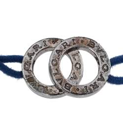 Pre Owned Bvlgari Sterling Silver Iconic Double Logo Charm Bracelet