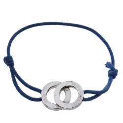 Pre Owned Bvlgari Sterling Silver Iconic Double Logo Charm Bracelet