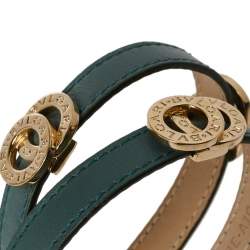 Bvlgari Bvlgari Green Leather Double Coiled Bracelet