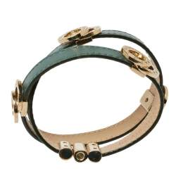 Bvlgari Bvlgari Green Leather Double Coiled Bracelet