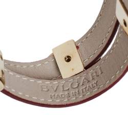 Bvlgari Bvlgari Red Leather Gold Plated Double Coiled Bracelet