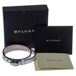 Bvlgari White Leather Serpenti Forever Double Coiled Bracelet