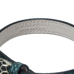 Bvlgari Serpenti Forever Metallic Emerald Karung Leather Heart Charm Bracelet