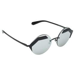 Pre Owned Bvlgari Matte Black /Grey 6089 Serpenteyes Round sunglasses