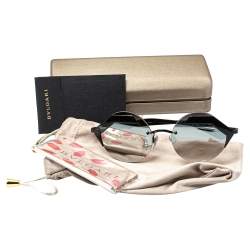Pre Owned Bvlgari Matte Black /Grey 6089 Serpenteyes Round sunglasses