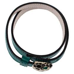 Bvlgari Serpenti Forever Green Leather Double Wrap Bracelet