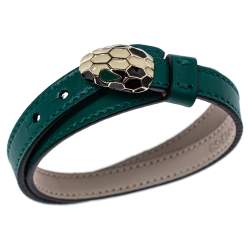 Bvlgari Serpenti Forever Green Leather Double Wrap Bracelet