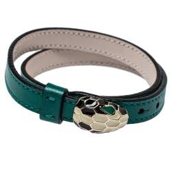 Bvlgari Serpenti Forever Green Leather Double Wrap Bracelet