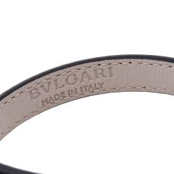 Pre Owned Bvlgari Metallic Blue Leather Serpenti Forever Bracelet