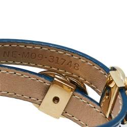 Pre Owned Bvlgari Bvlgari Blue Patent Leather Double Coiled Wrap Bracelet