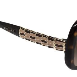 Pre Owned Bvlgari Dark Havana/ Brown Gradient BV 8114 Serpenti Square Sunglasses