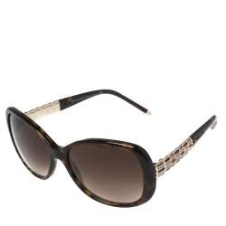 Pre Owned Bvlgari Dark Havana/ Brown Gradient BV 8114 Serpenti Square Sunglasses