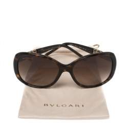 Pre Owned Bvlgari Dark Havana/ Brown Gradient BV 8114 Serpenti Square Sunglasses