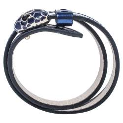 Pre Owned Bvlgari Blue Patent Leather Serpenti Forever Double Wrap Bracelet