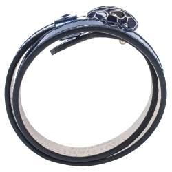 Pre Owned Bvlgari Blue Patent Leather Serpenti Forever Double Wrap Bracelet