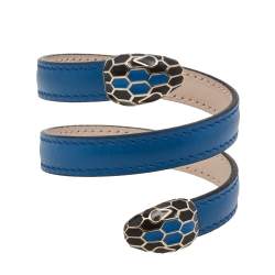 Pre Owned Bvlgari Teal Blue Serpenti Forever Double Coiled Cleopatra Bracelet