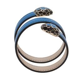 Pre Owned Bvlgari Teal Blue Serpenti Forever Double Coiled Cleopatra Bracelet