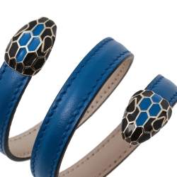 Pre Owned Bvlgari Teal Blue Serpenti Forever Double Coiled Cleopatra Bracelet