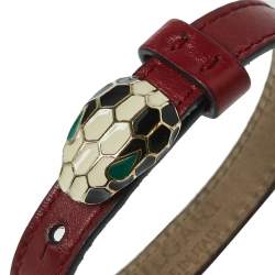 Bvlgari Serpenti Forever Red Leather Enamel Gold Plated Bracelet