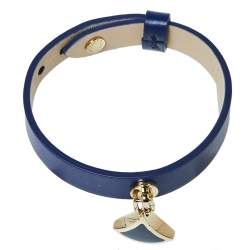Pre Owned Bvlgari Diva's Dream Blue Enamel Gold Plated Leather Bracelet