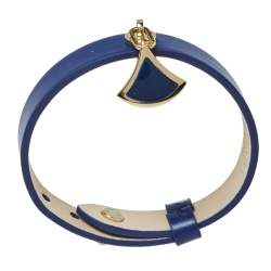 Pre Owned Bvlgari Diva's Dream Blue Enamel Gold Plated Leather Bracelet
