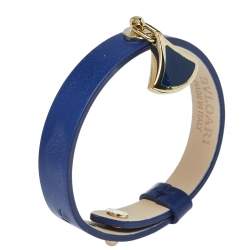 Pre Owned Bvlgari Diva's Dream Blue Enamel Gold Plated Leather Bracelet
